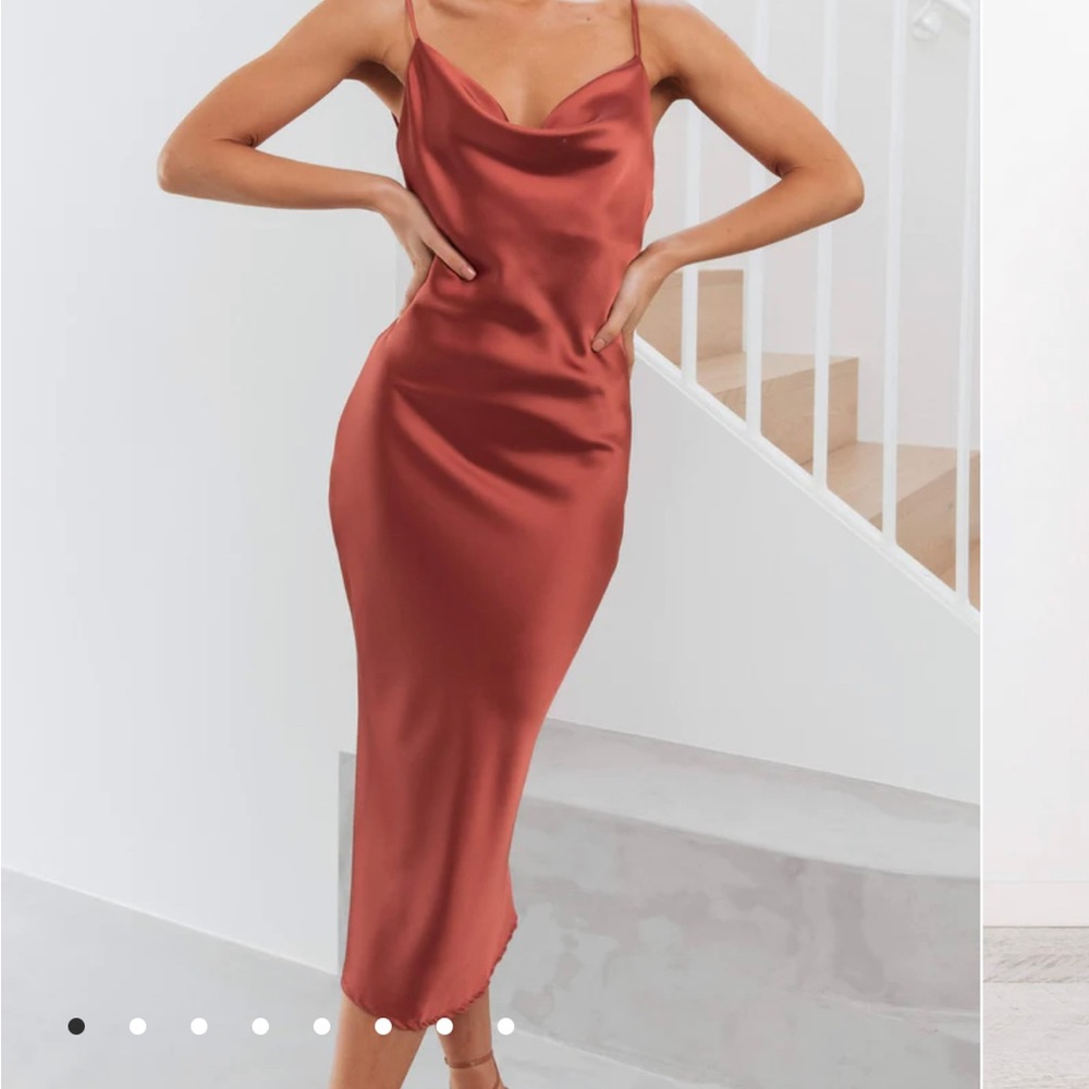 NWT Petals & Pup Midi Cowl Persia dress in Rust